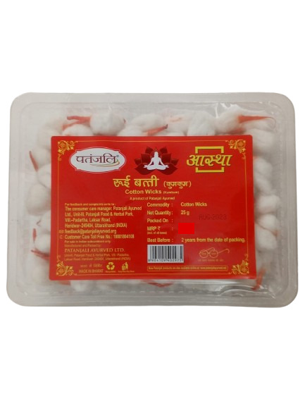 Patanjali Aastha Cotten Wicks Kumkum 25GM