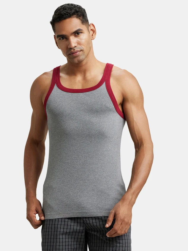Jockey Zone Vest US27-01 M-Size Midgrey Melamge/Red Pepper