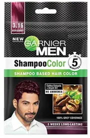 Garnier Men, Liquid Hair Colour, Shampoo Color, 3.16 Burgundy, 10ml+10ml
