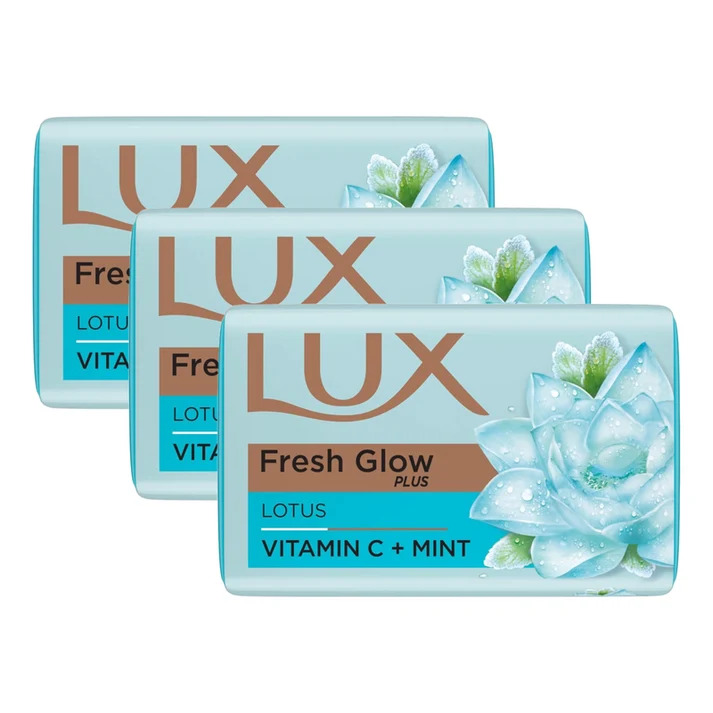 Lux Fresh Glow Plus Soap - Lotus Vitamin C + Mint (Pack of 3 x 150 gm)