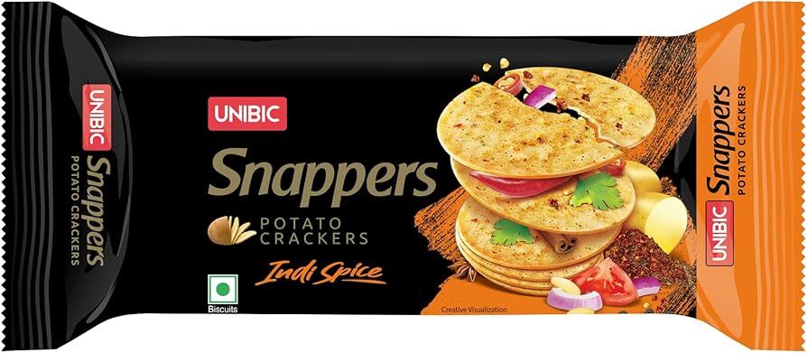 Unibic Snappers Potato Crackers Indi Spice Biscuits,75GM
