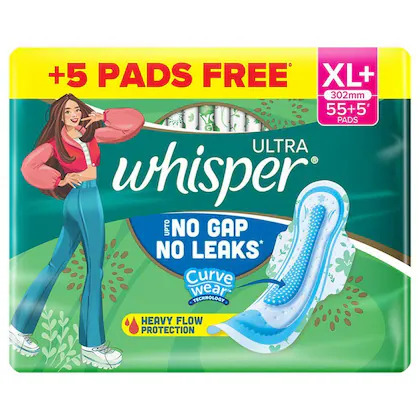 Whisper Ultra Sanitary Napkin with Wings (XL+ ) 60 pads