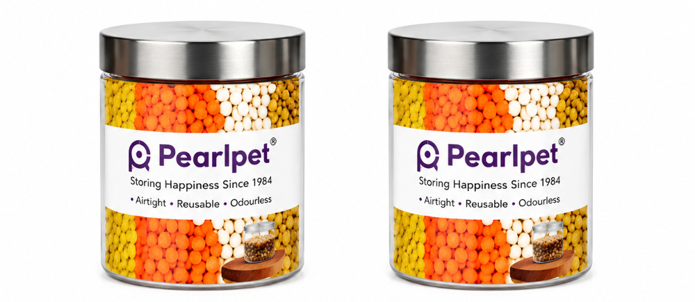 Pearlpet Plus Range Plastic Storage Jar 1000ML Set Of 2