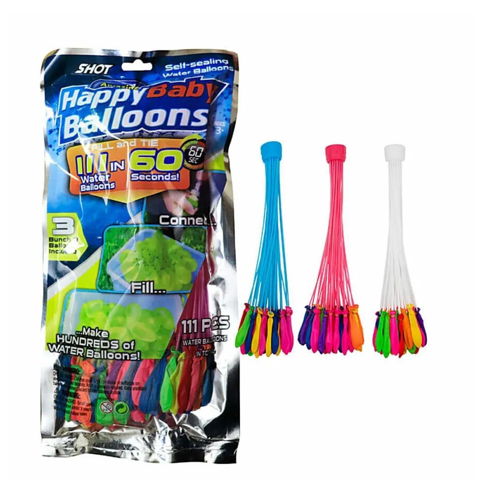 Amazing Happy Baby Self-Sealing Water Balloons 111 Pcs Pack