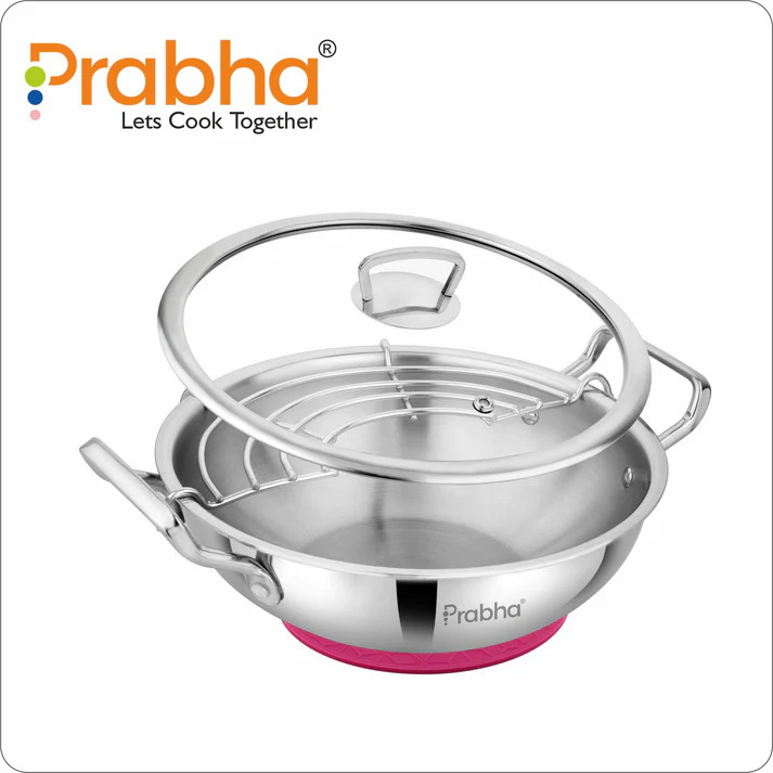 Prabha Elante Triply Kadhai With Glass Lid 20cm