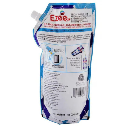 Godrej Ezee Liquid Detergent - Winterwear, No Soda Formula Refill, 1 Kg