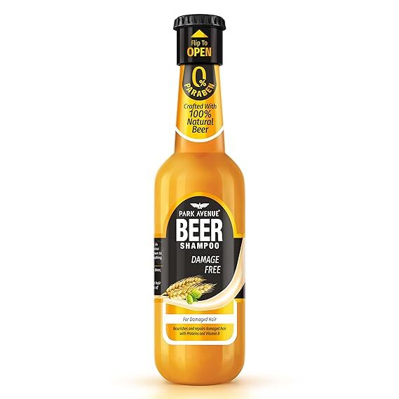Park Avenue Beer shampoo for Damage Free Hair with Hops, Barley, Proteins and Vit B,Parbaben Free 180 ml