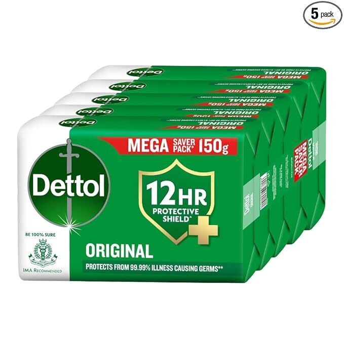 Dettol Original Bathing Soap Bar 150g ( Pack of 5 )