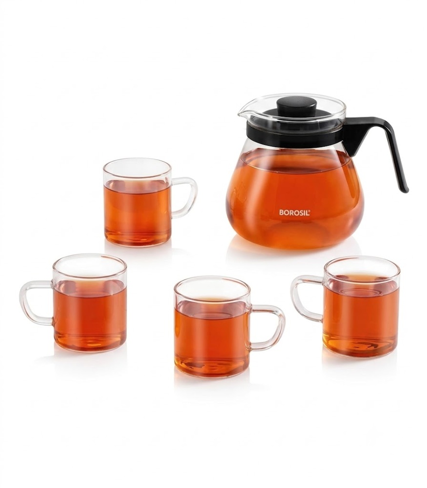 Borosil Prime Tea Set 1x1Ltr+6 Set