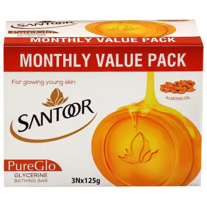 Bulk Deal - Santoor Glycerin Soap 3*125 g ( Pack of 5 Set )