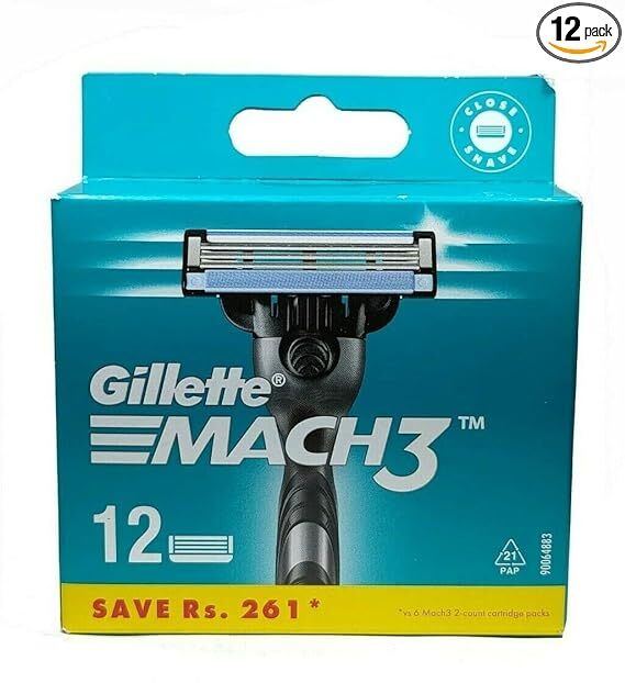 Gillette mach manual shaving razor blades (catridge) 12s pack