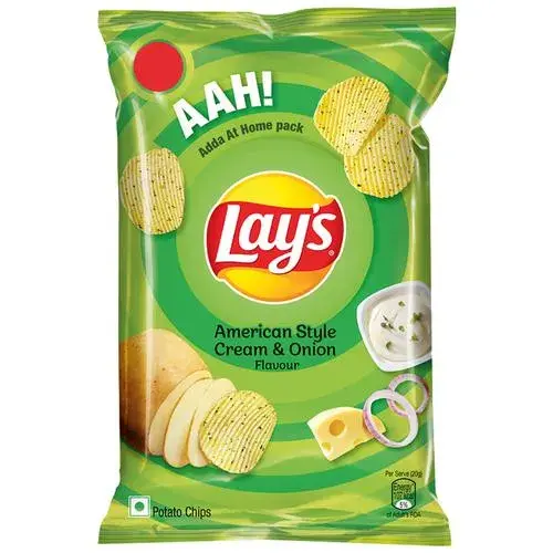 Lays Potato Chips - American Style Cream & Onion Flavour, Crunchy Snacks, 73 g