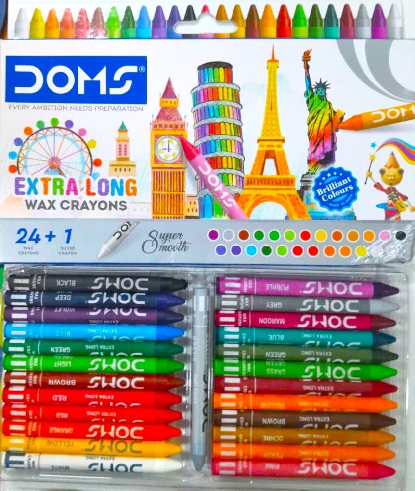Doms Extra Long Wax Crayons 25Shades Super Smooth 1 Set