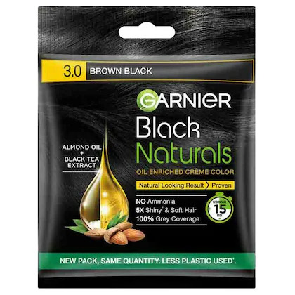Garnier, Hair Colouring Creme, Black Naturals, 3.0 Brown Black, 20g + 20ml