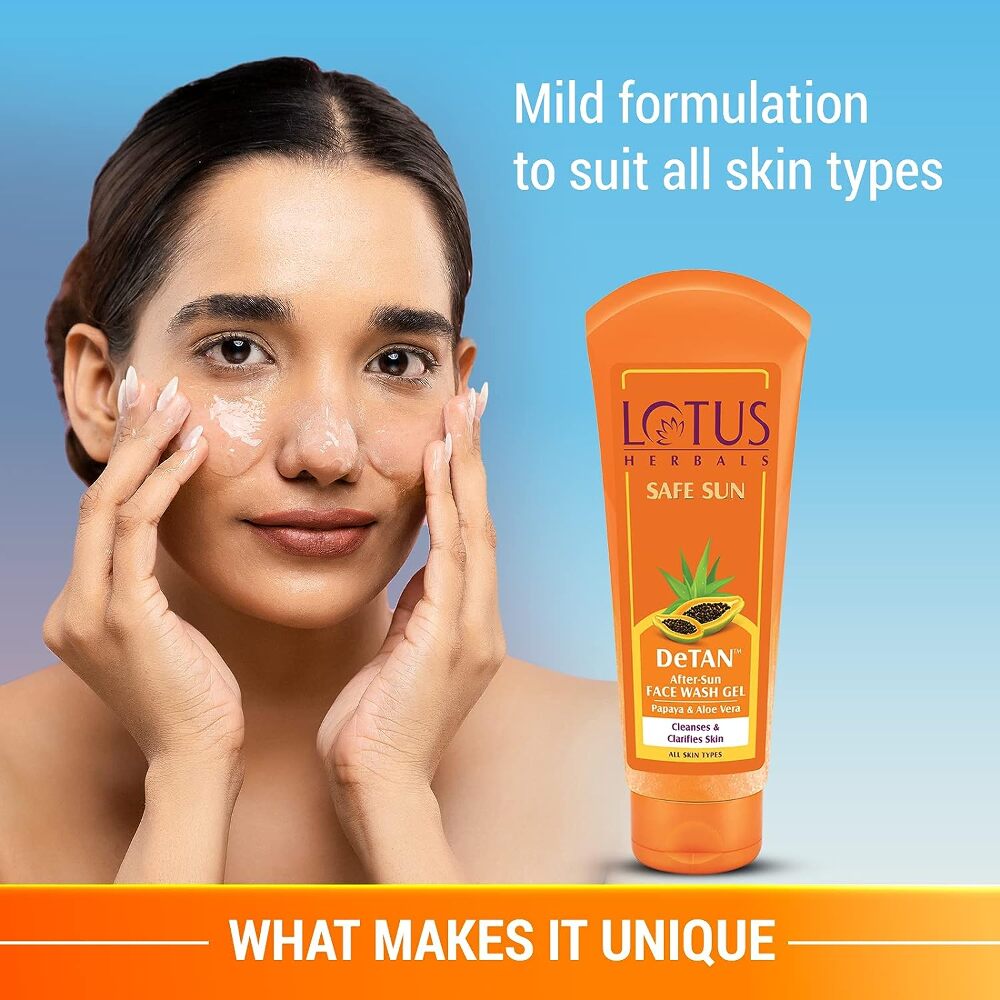 Lotus Herbals Safe Sun DeTAN Face Wash Gel, 100 gm
