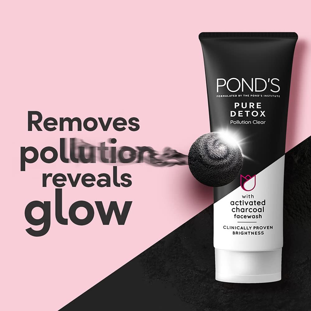 Pond's Pure Detox Anti-Pollution Purity Face Wash with Activated Charcoal 100 gm