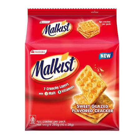 Mayora Malkist Sweet Glazed Cracker Biscuits 296gm