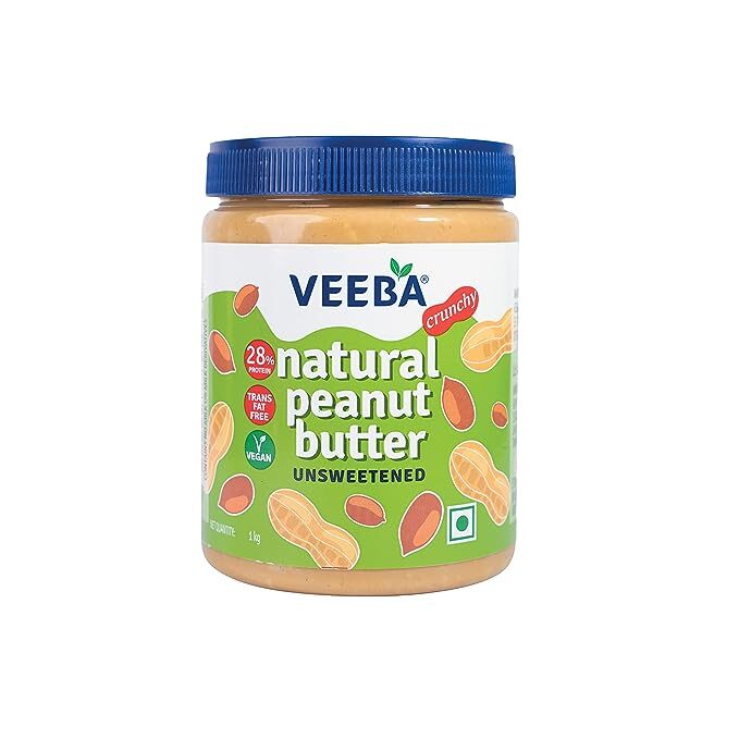 Veeba Natural Peanut Butter | High Protein | No Added Sugar |Unsweetened | Naturally Gluten-Free | Vegan | No Added Preservatives | No Hydrogenated Oil | Keto Friendly | 100% Peanut, Nothing else Non | Non GMO | 1kg