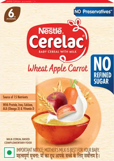 Nestle Cerelac Baby Cereal With Milk Wheat Apple Carrot 330GM