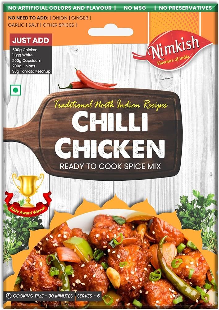 Nimkish Chilli Chicken Ready to Cook Spice Mix Masala 60g