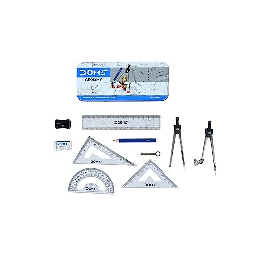 Doms Geommy Mathematical Drawing Instrument Box | Ensures Accuracy & Perfection | Geometry Box For Students | Set of 10 Instruments Pack of 1