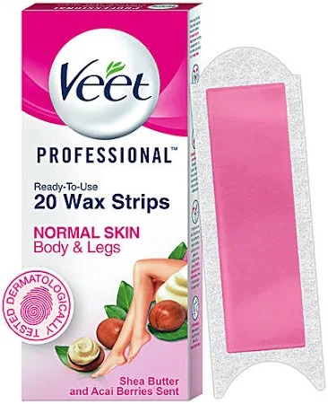 Veet Professional Ready To Use Full Body Wax Strip Shea Butter & Acai Berry Scent 20 Strip