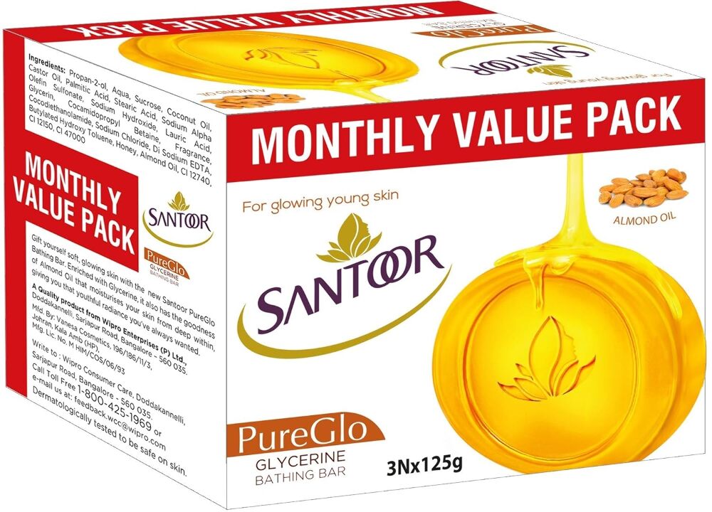 Santoor Glycerin Soap 125 g (Pack of 3)
