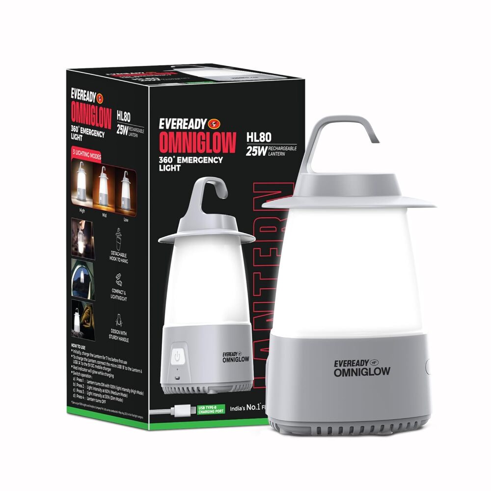 Eveready Omniglow HL80 Portable 25W Rechargeable 360-Degree Emergency Light, 1 Unit