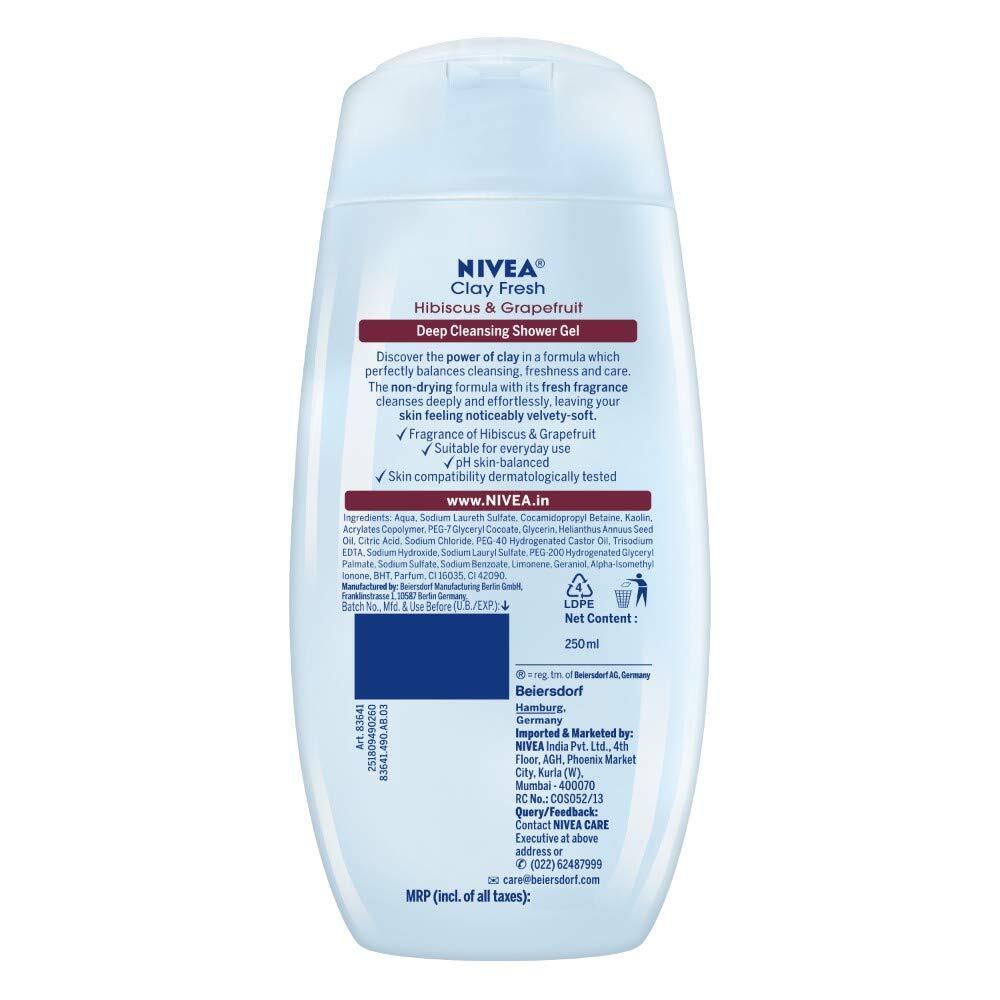 Nivea Shower Gel Clay Fresh Hibiscus & Grapefruit Clay Of Natural Orign 250 ml