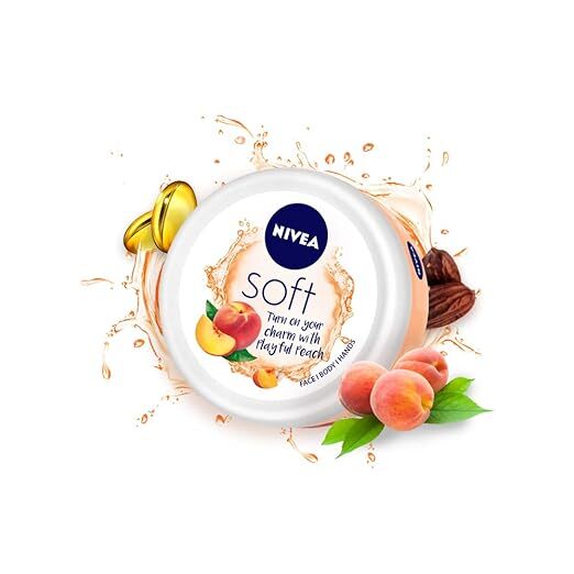 Nivea Soft Light Playful Peach Moisturizer Cream with Vitamin E & Jojoba Oil for Face, Hands & Body 200 ml