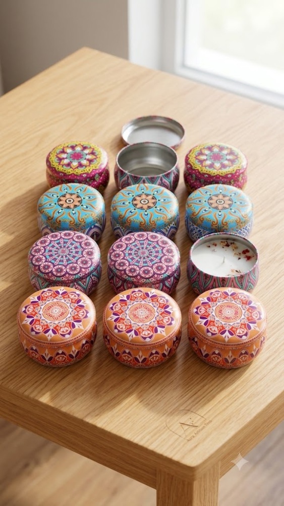 Scented Mandala Tin Candles 12pcs