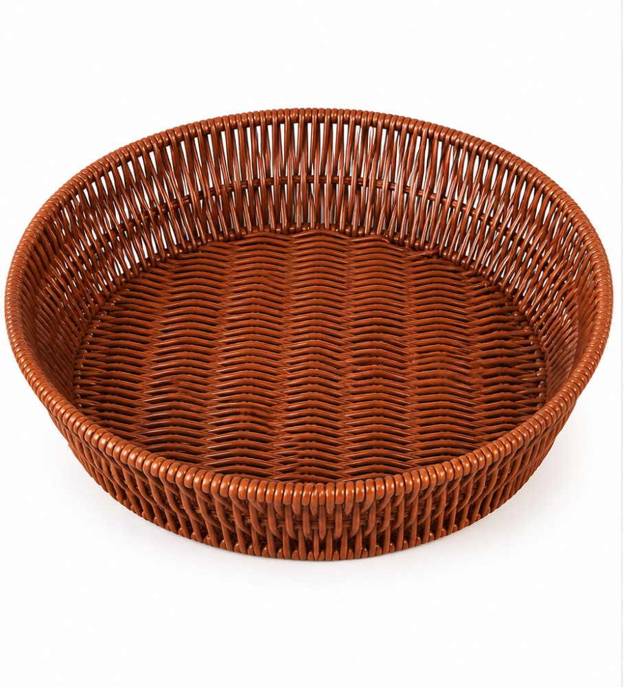 Plastic Ratten Browen Storage Basket Round Big 1N