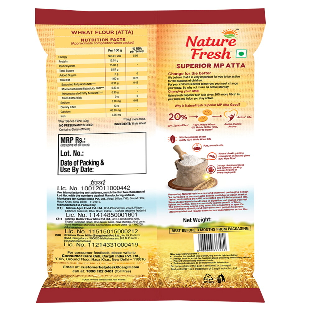 Nature Fresh Shuddh Chakki Aata, 5kg