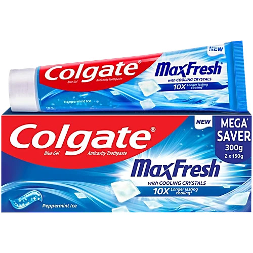Colgate Max Fresh Peppermint Ice Blue Toothpaste (300g, 150g x 2)