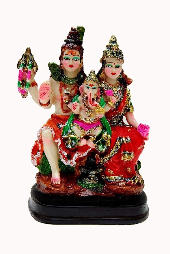 Shiv Parivar Idol with Ganesha Kartikeya Shiva Family Murti 1N