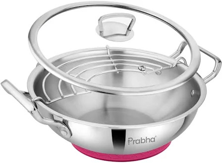 Prabha Elante Triply Kadhai With Glass Lid 28cm