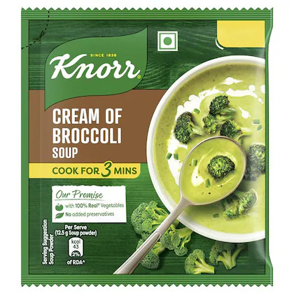 Knorr cream of broccoli soup cook for 3 mins 12.5g