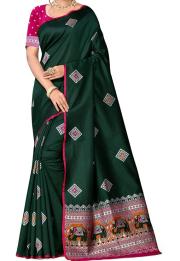 Women's Banarasi Silk Saree With unstitched Blouse Piece