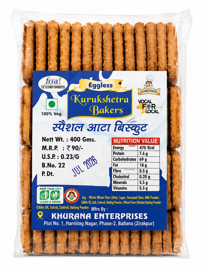 Kurukshetra Bakers 100% Special Atta Biscuit 400gm