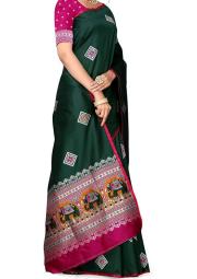 Women's Banarasi Silk Saree With unstitched Blouse Piece