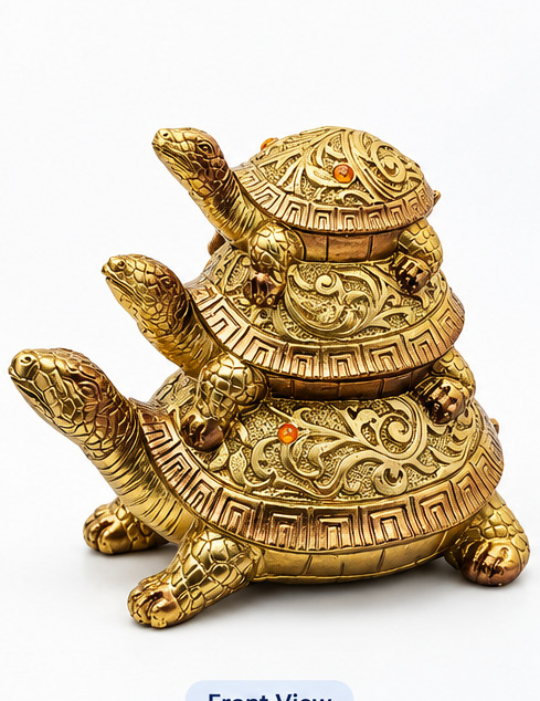 Golden Three Layer Vastu Feng Shui Tortoise
