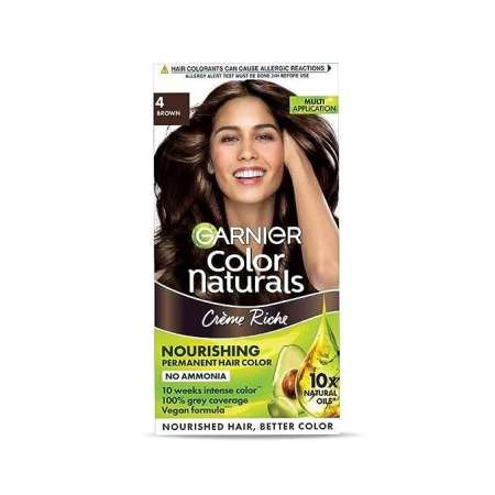 Garnier, Hair Colouring Creme, Long-lasting Colour, Smoothness & Shine, Color Naturals, Shade: 4 Brown, 70ml + 60g