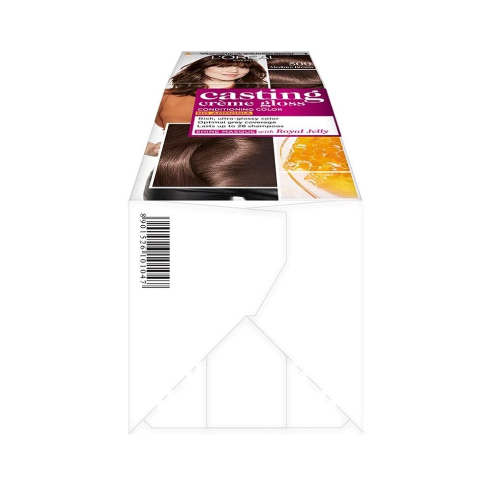 L'Oreal Paris Casting Creme Gloss Conditioning Hair Color No Ammonia - 500 Medium Brown (87.5 g + 72 ml)