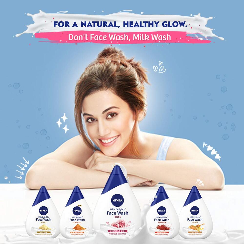 Nivea Milk Delights Face Wash With Saffron For Normal Skin, 100 ml