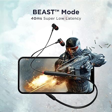 boAt Rockerz 245 pro Bluetooth Neckband in Ear with Mic, Beast Mode(Super Low Latency) for Gaming, ENx Tech for Clear Calls, ASAP Charge, 20HRS Playtime,IPX4, Dual Pairing & BT v5.3(Fiery Black)