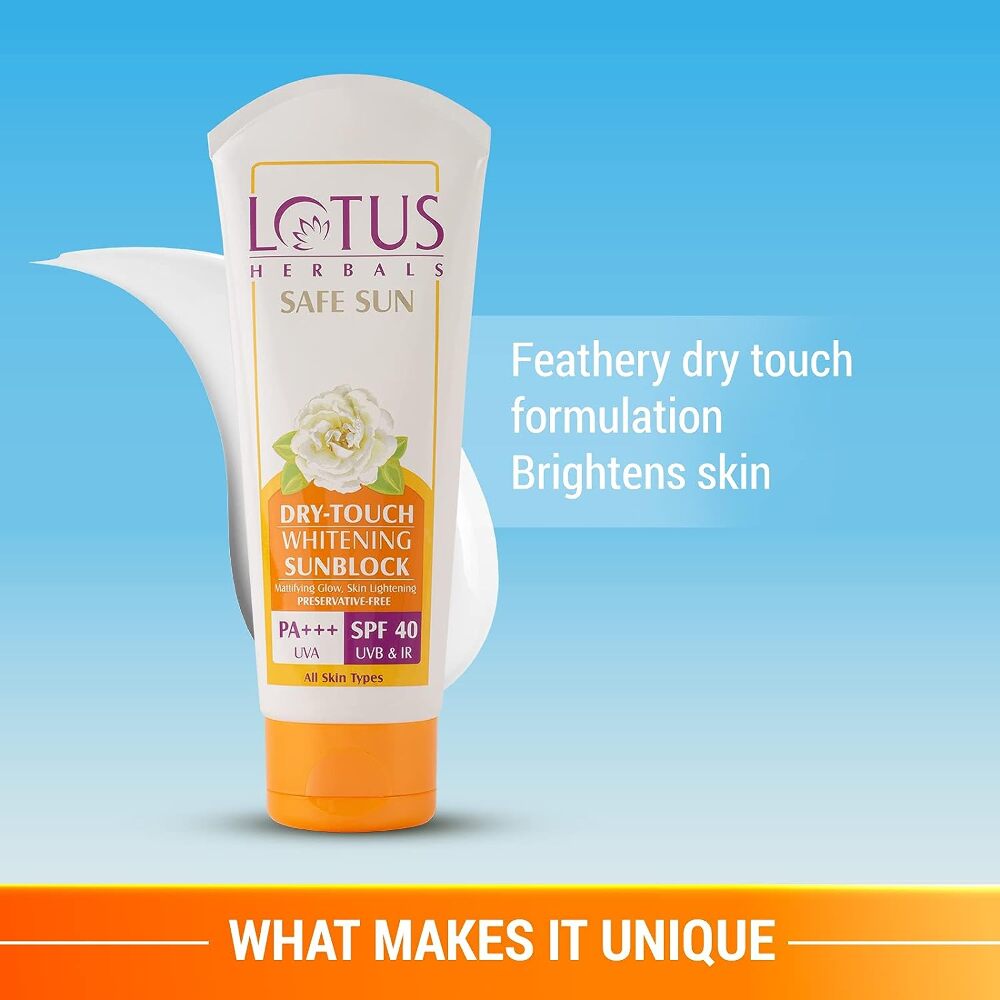 Lotus Herbals Safe Sun Dry-Touch Whitening Sunscreen SPF 40 PA+++, 100 gm