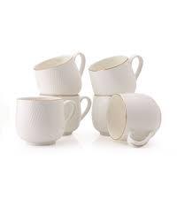 Clay Craft Coffee Mugs Twig Impression Set Of 6