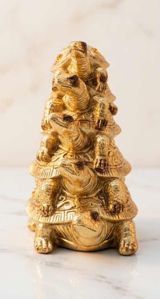 Golden Stacked Tortoise Showpiece 1pc
