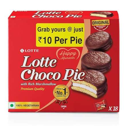 Lotte Choco Pie,Chocolate 450G/414G (Weight May Vary)  ( Pack of 18 Piece Inside )