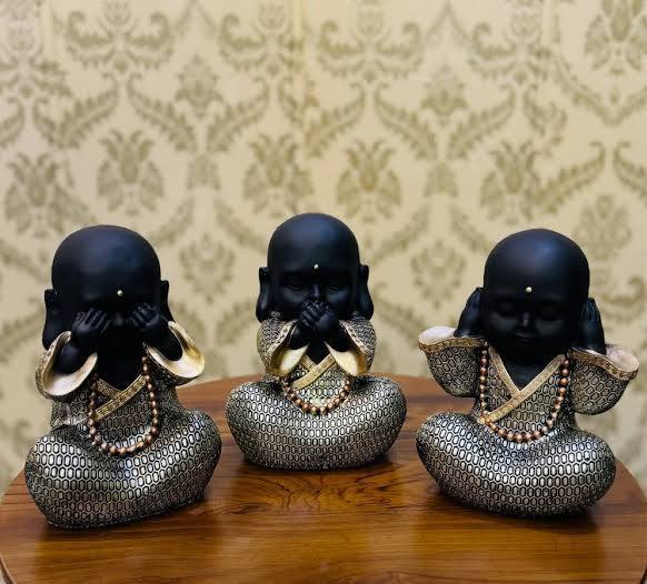 Premium Three Wise Buddha Monk Showpiece Set of 3